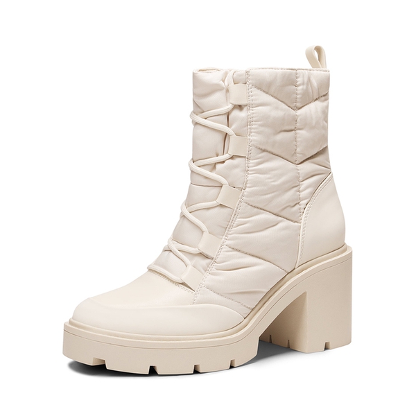 Chelsea Lace Up Platform Booties - BEIGE WHITE -  0